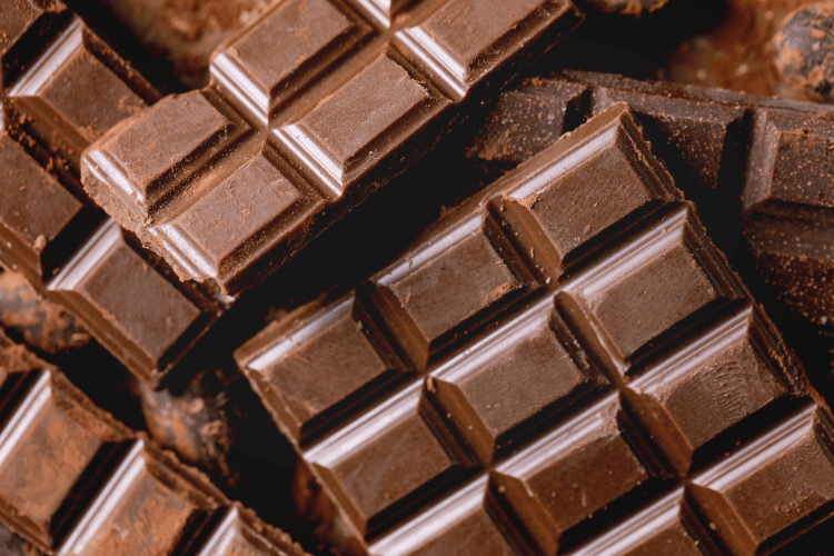 Dark chocolate bars, closeup