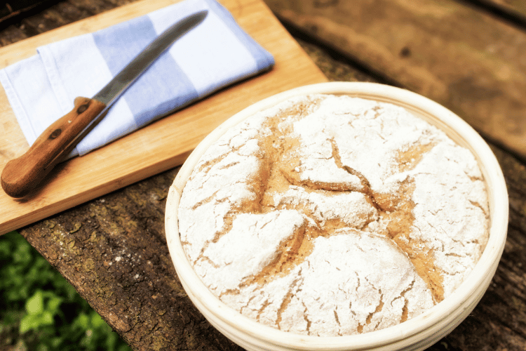 Rustic bread in banneton