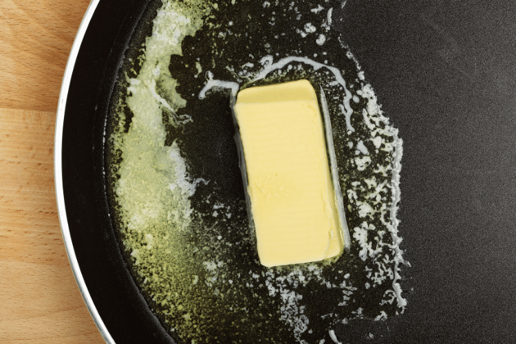 butter melting in pan