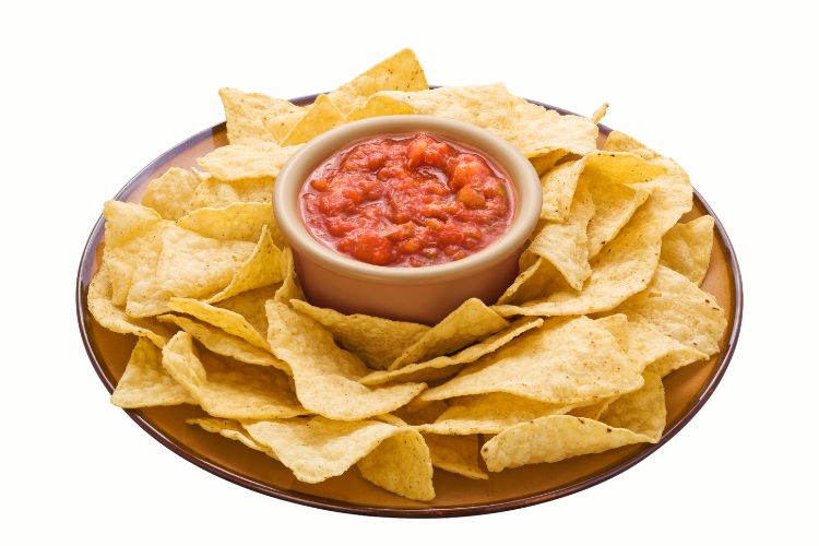 Chips and salsa on a plate