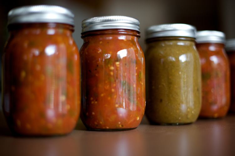 Spicy mexican salsa jars